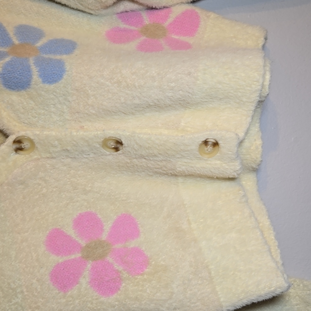 Lush Cropped Viscose Fuzzy Button Front Colorful … - image 4